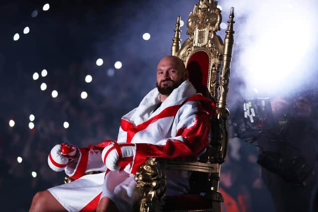 Tyson Fury makes their way into the ring prior to the WBC World Heavyweight Title Fight