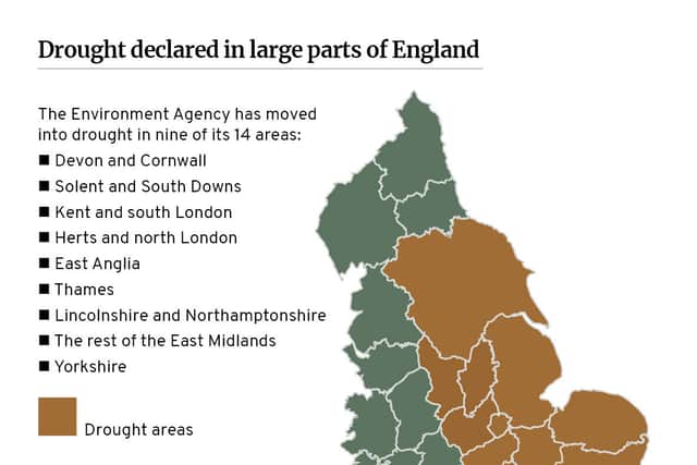 Yorkshire is the latest region to enter drought status. (Graphic: Mark Hall / National World)