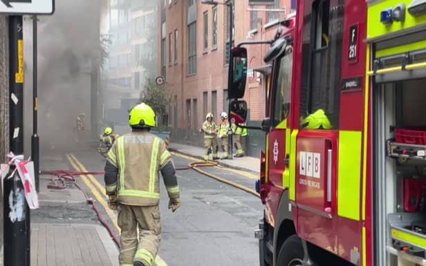 <p>Trains to London Bridge are affected and several buildings have been evacuated. Photo: LFB</p>