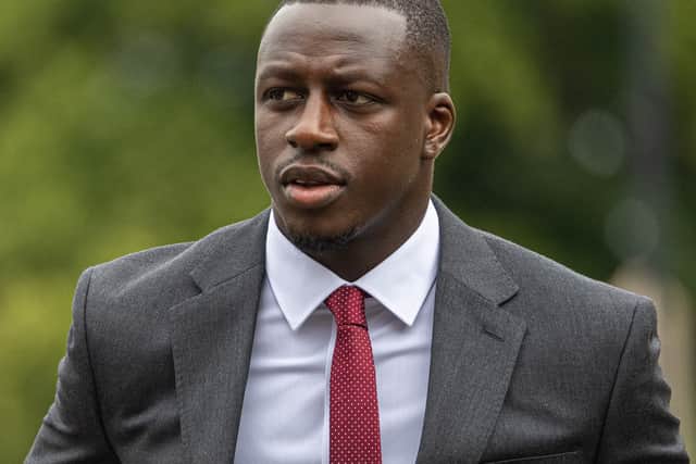  Benjamin Mendy arrives at Chester Crown Court where he is accused of eight counts of rape, one count of sexual assault and one count of attempted rape, relating to seven young women.