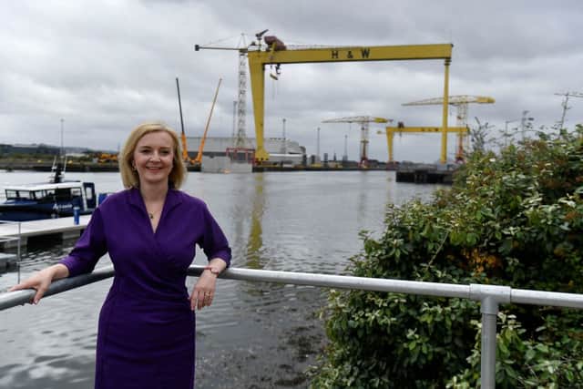 The Foreign Secretary also visited Belfast Harbour as part of her trip to Northern Ireland