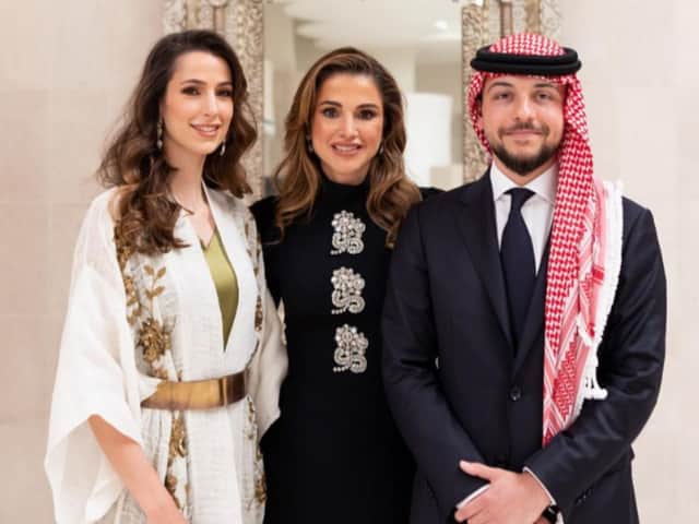 Queen Rania with the happy couple.