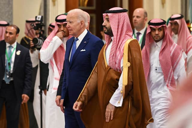 US President Joe Biden with Saudi Arabia’s Crown Prince Mohammed bin Salman (Photo by MANDEL NGAN/POOL/AFP via Getty Images)