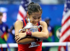 Raducanu with her US Open trophy in 2021