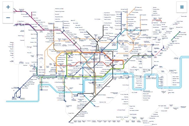 The coloured Tube lines are affected by strike action. Credit: TfL