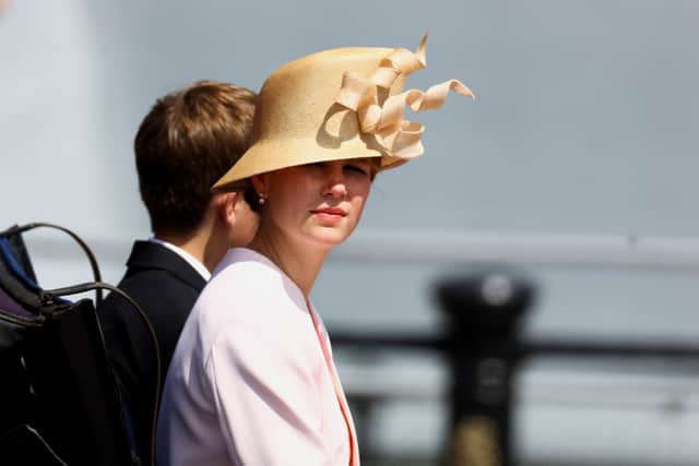 Lady Louise Windsor rides in a carriage during Trooping The Colour on June 2, 2022 in London, England. (Photo by Hannah McKay - WPA Pool/Getty Images)