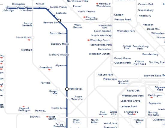 The closed section of the Piccadilly line. Credit: TfL