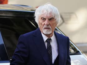 Bernie Ecclestone arriving at court where he denied fraud by false representation over an alleged failure to declare £400 million of overseas assets.
