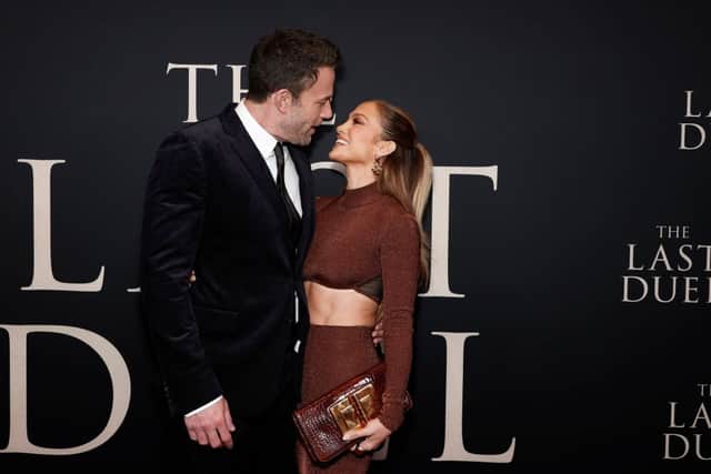 Ben Affleck and Jennifer Lopez attend “The Last Duel” New York Premiere at Rose Theater at Jazz at Lincoln Center’s Frederick P. Rose Hall on October 09, 2021 in New York City. (Photo by Arturo Holmes/Getty Images)