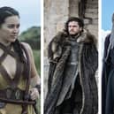 L-R: Jessica Henwick as Nymeria Sand; Kit Harrington as Jon Snow; Steve Toussaint as the Sea Snake Corlys Velaryon (Credit: HBO)