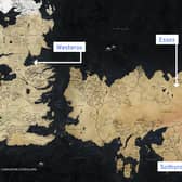 Map of the known world in the Game of Thrones universe