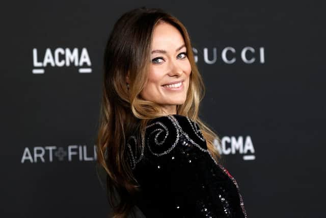 Olivia Wilde arrives for the 10th annual LACMA Art+Film gala at the Los Angeles County Museum of Art (LACMA) in Los Angeles, California on November 6, 2021. (Photo by Michael Tran / AFP) (Photo by MICHAEL TRAN/AFP via Getty Images)