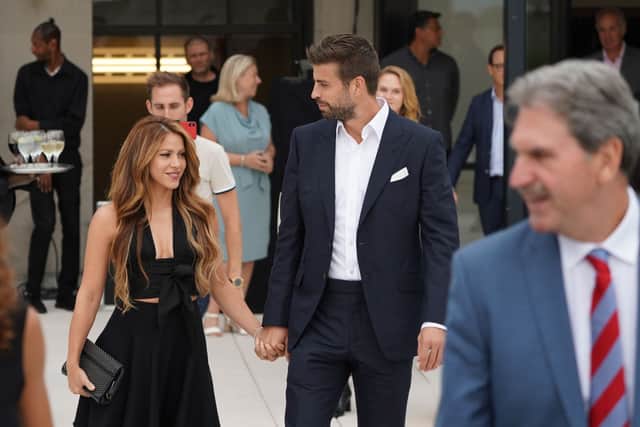 Shakira and partner Kosmoa Founder and President, Spanish football player Gerard Pique attend the Davis Cup Presentation on September 5, 2019 in New York. (Photo by BRYAN R. SMITH/AFP via Getty Images)