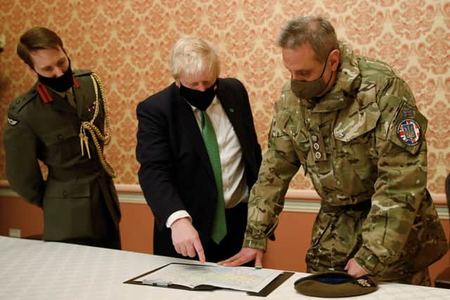 Boris Johnson attended a military briefing in Kyiv as a show of support for Ukraine, days before Russia’s invasion began. Credit: Getty Images