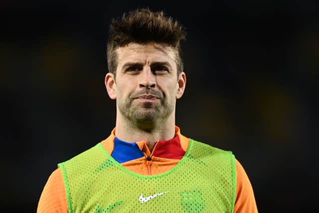 Gerard Pique of FC Barcelona looks on prior to the LaLiga Santander match between FC Barcelona and CA Osasuna at Camp Nou on March 13, 2022 in Barcelona, Spain. (Photo by David Ramos/Getty Images)