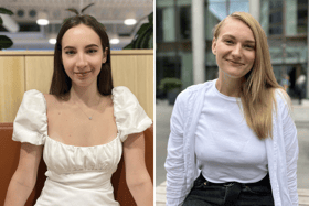 Diana Severyn (left) and Kateryna Chebizhak (right) fled Ukraine after fighting broke out and are looking forward to beginning studies in the UK. (Credit: PA)