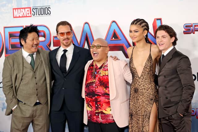 (L-R) Benedict Wong, Benedict Cumberbatch, Jacob Batalon, Zendaya, and Tom Holland  at the Spider-Man: No Way Home Los Angeles Premiere (Pic: Getty Images)