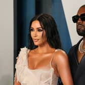 Kim Kardashian and rapper Kanye West at the 2020 Vanity Fair Oscar Party following the 92nd Oscars at The Wallis Annenberg Center for the Performing Arts in Beverly Hills on February 9, 2020. (Photo by Jean-Baptiste Lacroix / AFP)
