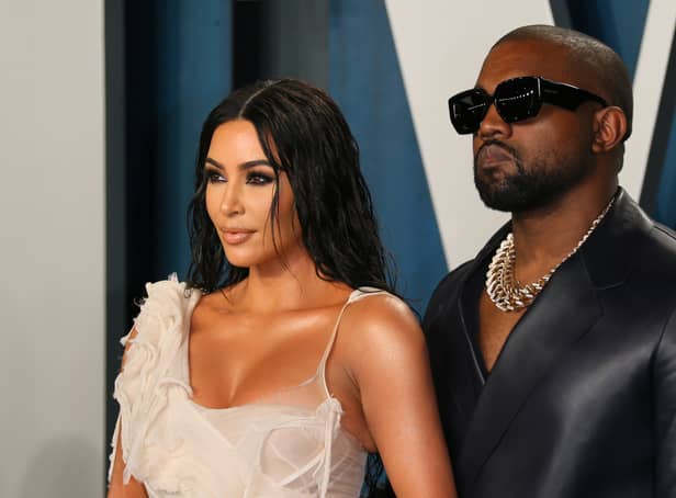 <p>Kim Kardashian and rapper Kanye West at the 2020 Vanity Fair Oscar Party following the 92nd Oscars at The Wallis Annenberg Center for the Performing Arts in Beverly Hills on February 9, 2020. (Photo by Jean-Baptiste Lacroix / AFP)</p>