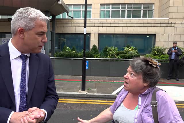 Health secretary Steve Barclay was confronted by an angry member of the public over lengthy ambulance waits. (Credit: PA)