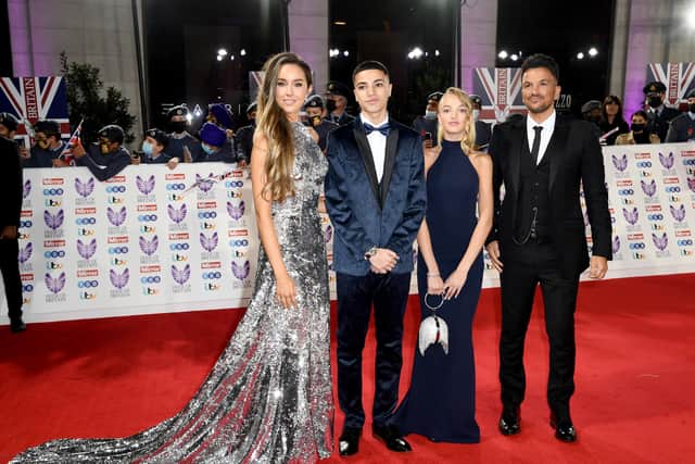 Emily MacDonagh, Junior Andre, Princess Andre and Peter Andre attend the Pride Of Britain Awards 2021 (Photo by Gareth Cattermole/Getty Images)
