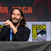 Keanu Reeves speaks onstage at the 2022 Comic-Con at San Diego Convention Center (Photo by Jerod Harris/Getty Images for Lionsgate)