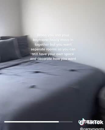 Soto also shared the darker bedroom that belongs to her boyfriend Ben (@Carsynvsoto - TikTok)