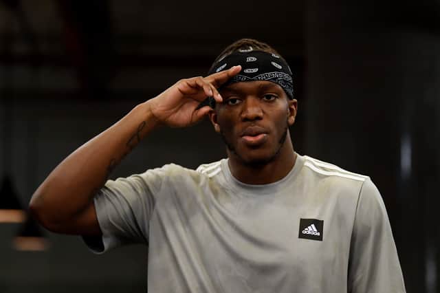 LONDON, ENGLAND - AUGUST 24: KSI is seen in action during a Open Workout at Camden Boxing Club on August 24, 2022 in London, England. (Photo by Alex Davidson/Getty Images)