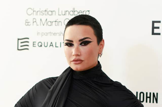 Demi Lovato attends the 30th annual Elton John AIDS Foundation 94th Oscars Viewing Party in Los Angeles, California on March 27, 2022. (Photo by MICHAEL TRAN/AFP via Getty Images)
