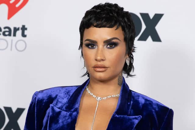 Demi Lovato is seen arriving at the 2021 iHeartRadio Music Awards on May 27, 2021 in Los Angeles, California. (Photo by Emma McIntyre/Getty Images for iHeartMedia)