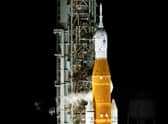 NASA’s Space Launch System (SLS) rocket with the Orion spacecraft is seen atop the mobile launcher (Getty Images)