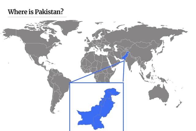 Pakistan is bordered by Iran and Afghanistan to the West and North, and China and India to the East (graphic: Kim Mogg/NationalWorld)