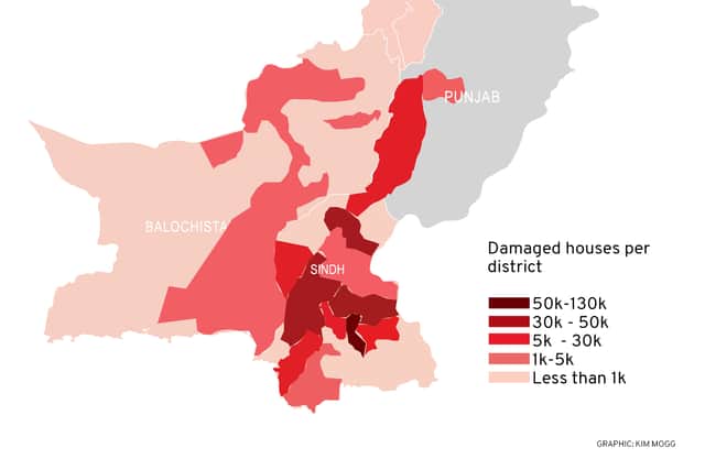 Pakistan’s floods have hit the southern Sindh province the hardest (graphic: Kim Mogg/NationalWorld/United Nations)