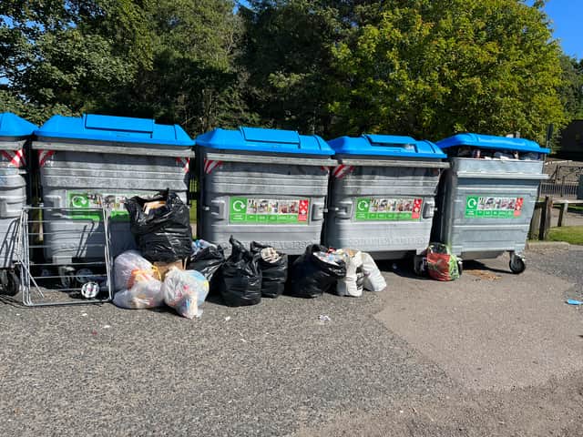 Rubbish bags have started to pile up at a recycling point in Aberdeen.