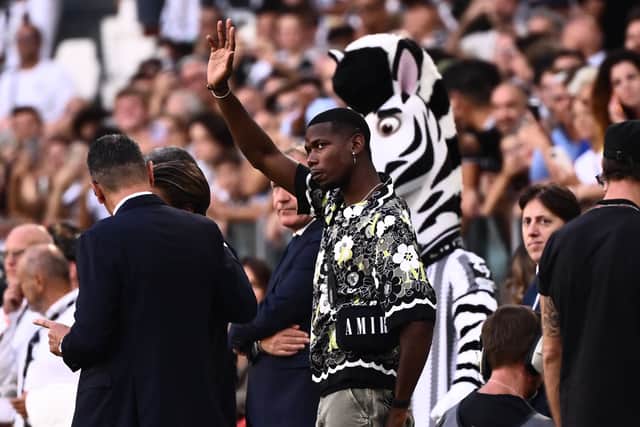 An injured Pogba on August 27 2022 at Juventus Stadium