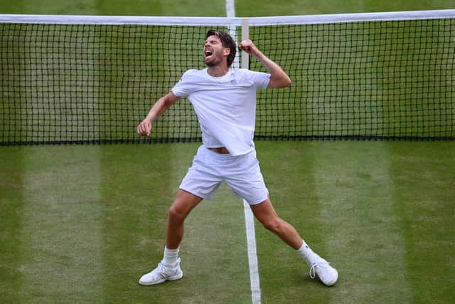 Norrie celebrates making it to the Wimbledon semi-finals in 2022