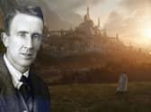 Composite of J. R. R. Tolkien on new Rings of Power backdrop. (PA)