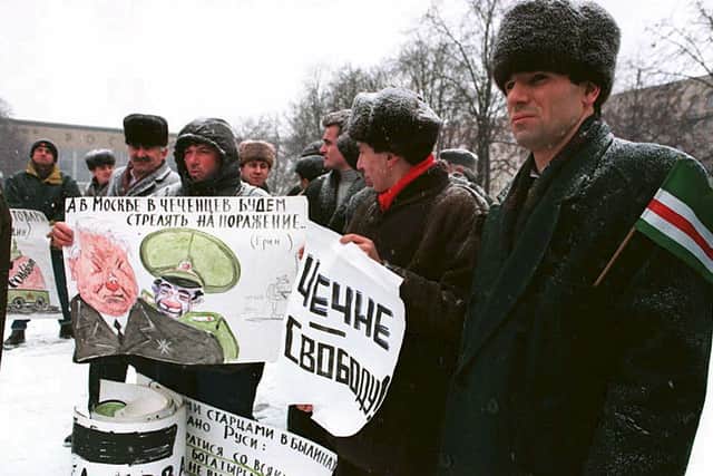Groups protested against Boris Yeltsin’s war in Chechnya. Credit: Getty Images