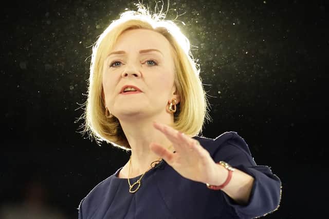 Tory leadership favourite Liz Truss shared her plans on the cost of living with the Wembley audience. (Credit: PA)