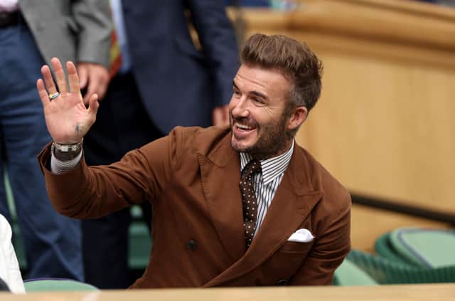 David Beckham at Wimbledon 2022 at All England Lawn Tennis and Croquet Club on July 06, 2022 in London, England. (Photo by Clive Brunskill/Getty Images)