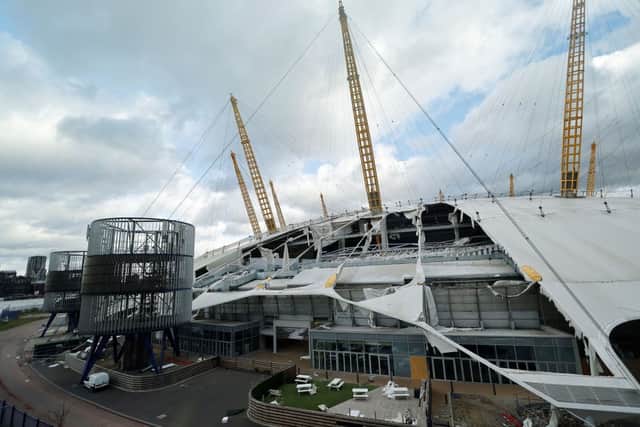 Storm Eunice in February 2022 saw winds so strong that they ripped the O2 Arena’s roof in London (image: AFP/Getty Images)
