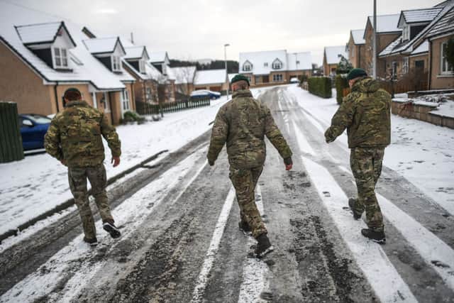The army had to be called in to help households who lost power during Storm Arwen in 2021 (image: Getty Images)