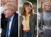 Kenneth Branagh as Boris Johnson in This England; Ophelia Lovibond as Joyce in Minx; Morfydd Clark as Galadriel in The Rings of Power (Credit: Sky; HBO Max; Amazon Prime Video)