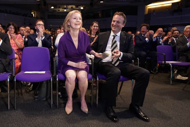 Liz Truss with her husband Hugh O’Leary, as it was announced that she is the new Conservative party leader, and will become the next Prime Minister of the UK (Pic: Getty Images)