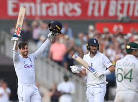 England’s Ben Foakes celebrates his second international century