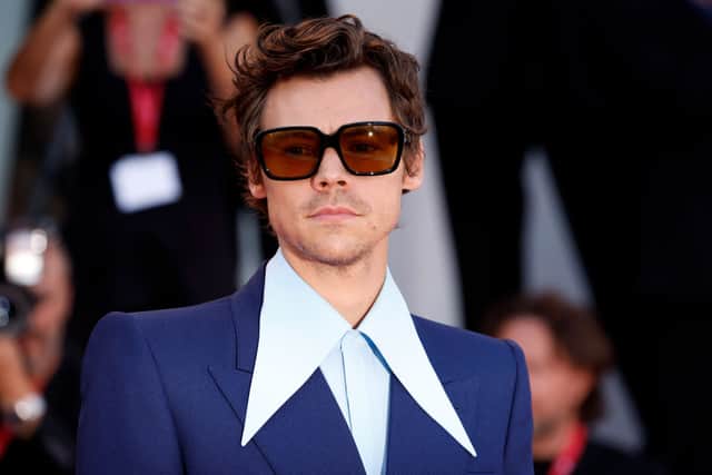 Harry Styles attends the “Don’t Worry Darling” red carpet at the 79th Venice International Film Festival on September 05, 2022 in Venice, Italy. (Photo by John Phillips/Getty Images)
