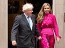 Carrie Johnson wore pink for her last day at No 10.  