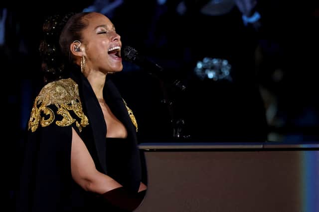 Alicia Keys performs during the Platinum Party At The Palace at Buckingham Palace on June 4, 2022 in London, England.  (Photo by Henry Nicholls - WPA Pool/Getty Images)