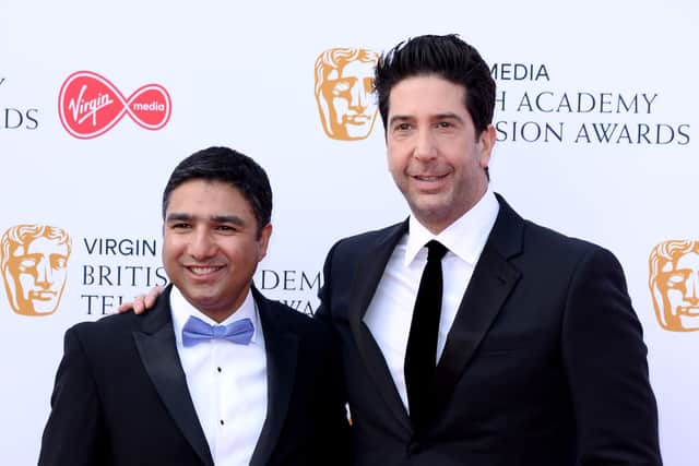 Nick Mohammed (L) and David Schwimmer attend the Virgin Media British Academy Television Awards 2019 at The Royal Festival Hall on May 12, 2019 in London, England. (Photo by Jeff Spicer/Getty Images)