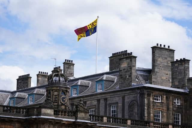 The Royal Standard is flown over the Palace of Holyroodhouse, Edinburgh, Scotland on June 30, 2022 (Photo by Jane Barlow/WPA Pool/Getty Images)